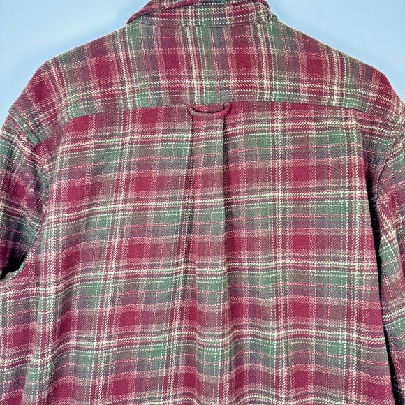 Orvis Mens XL Plaid Flannel Shirt Jacket Red Green Heavyweight Outdoor Workwear - Picture 8 of 15
